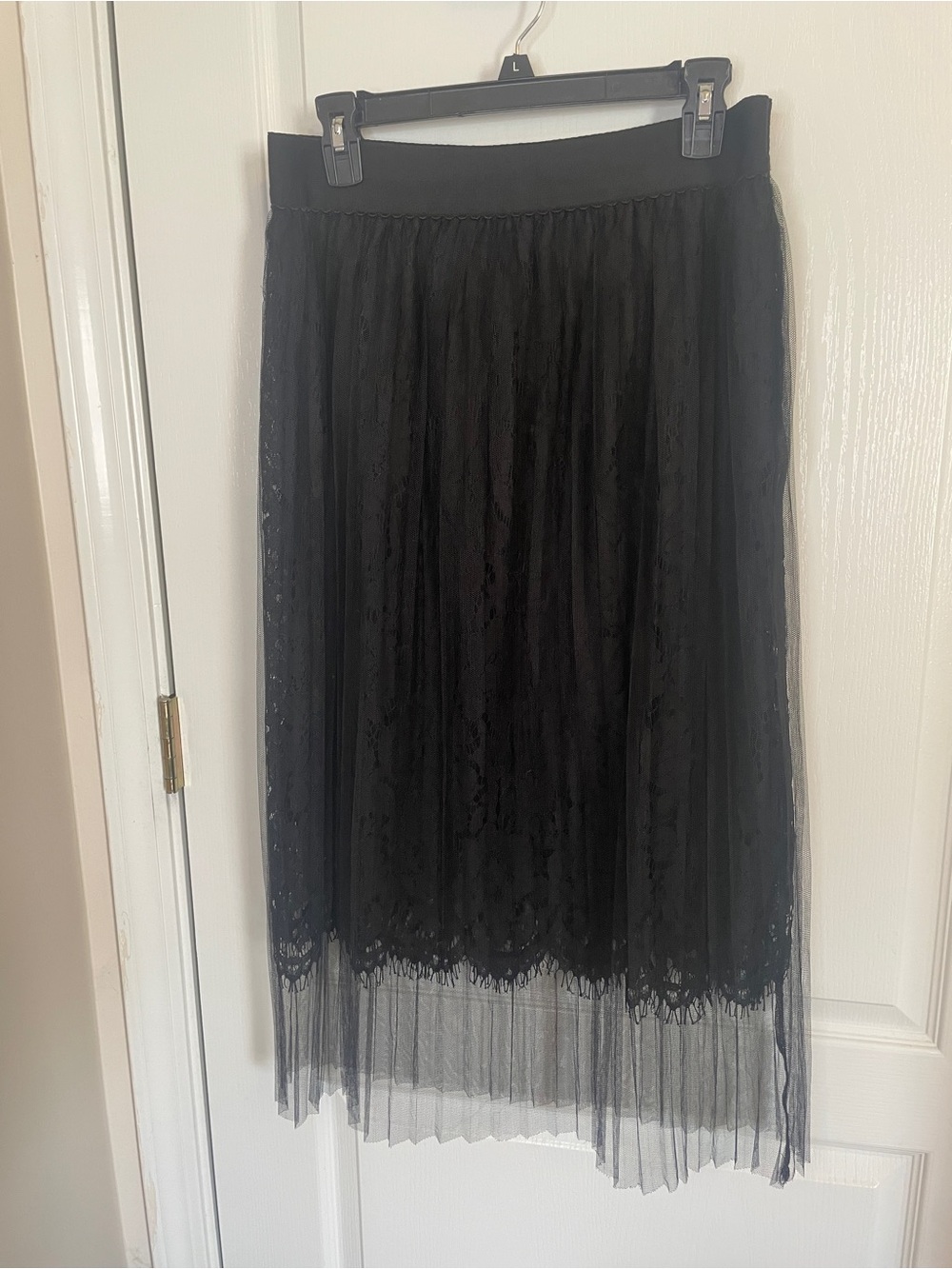 Studio West Stunning Black Lace & Tulle Midi Skirt Size Large NWT